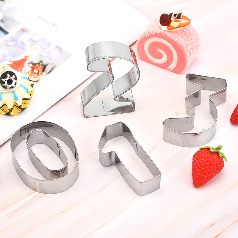Stainless Steel 6-Piece Children's Complementary Food Digital Cookie Mold Cake Mold Cookie Mold Specification drawing