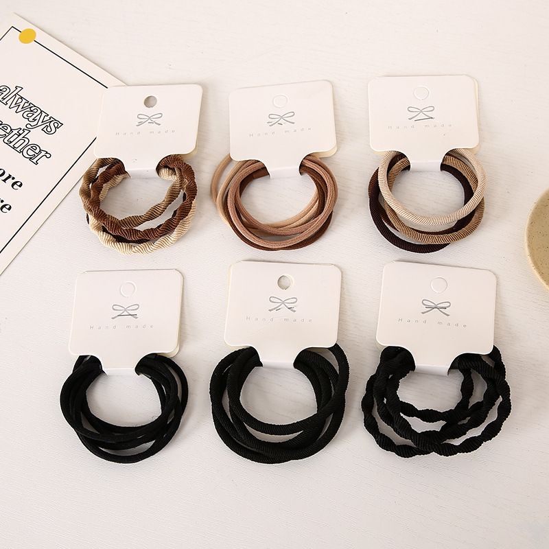 日韩简约4根装加粗款渐变头绳组合套装基础发圈时尚百搭发绳发饰