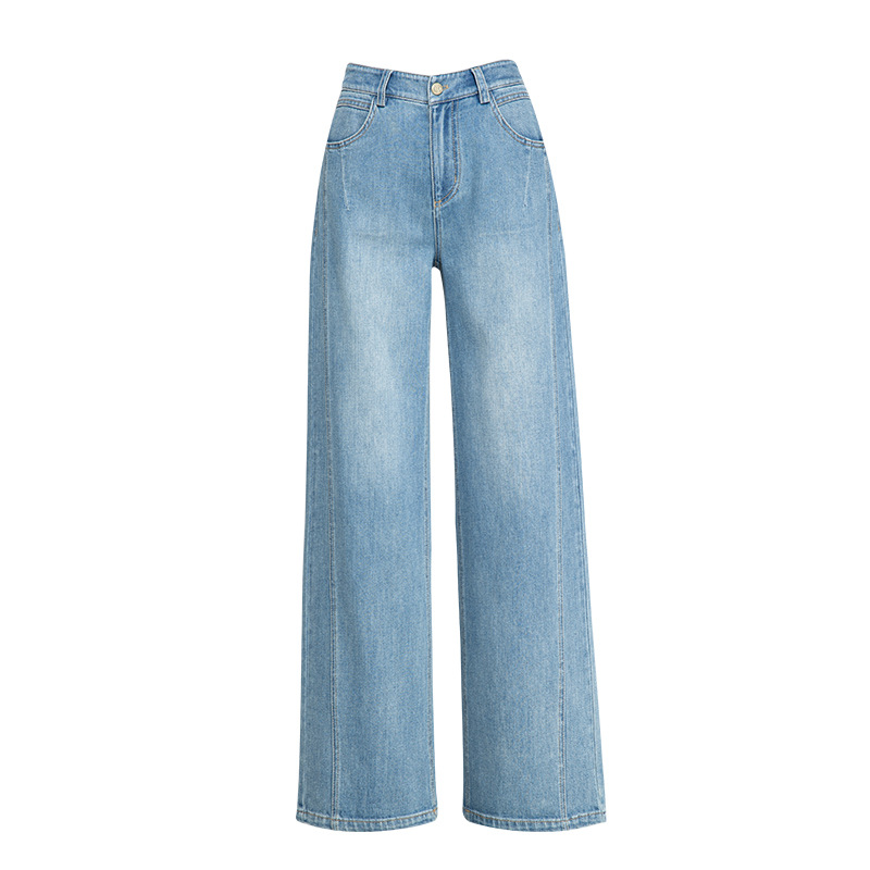 Xingge retro light-colored design wide-leg jeans for women's spring and summer new high-waisted straight-leg floor-length pants Item Picture