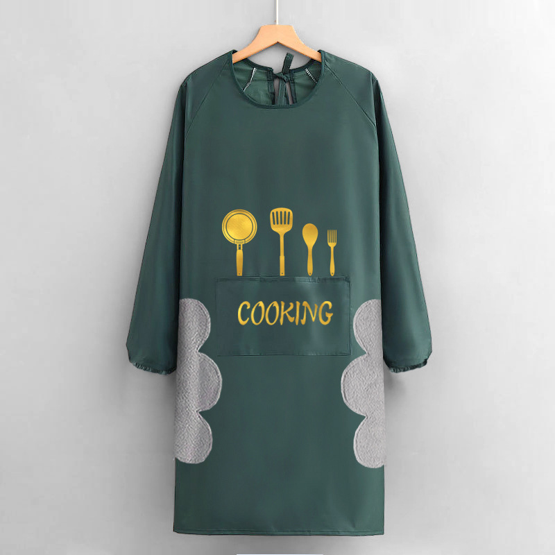 New apron with sleeves, waterproof and oil-proof, long-sleeved cover for home kitchen details Picture