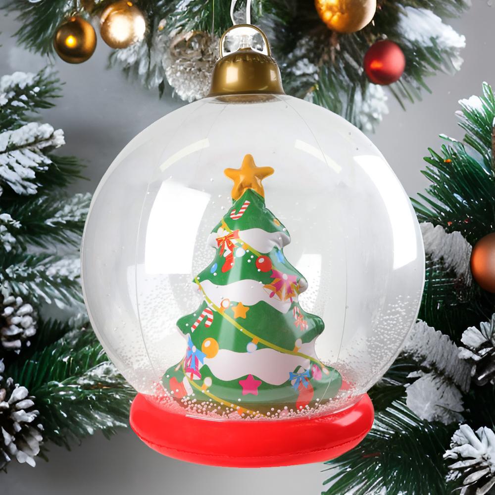 Cross-border new Christmas decoration, holiday outdoor courtyard arrangement cartoon transparent PVC inflatable Christmas ball details Picture