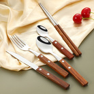 厂家批发304不锈钢刀叉勺日式花梨木柄西餐具套装牛排刀叉木筷子