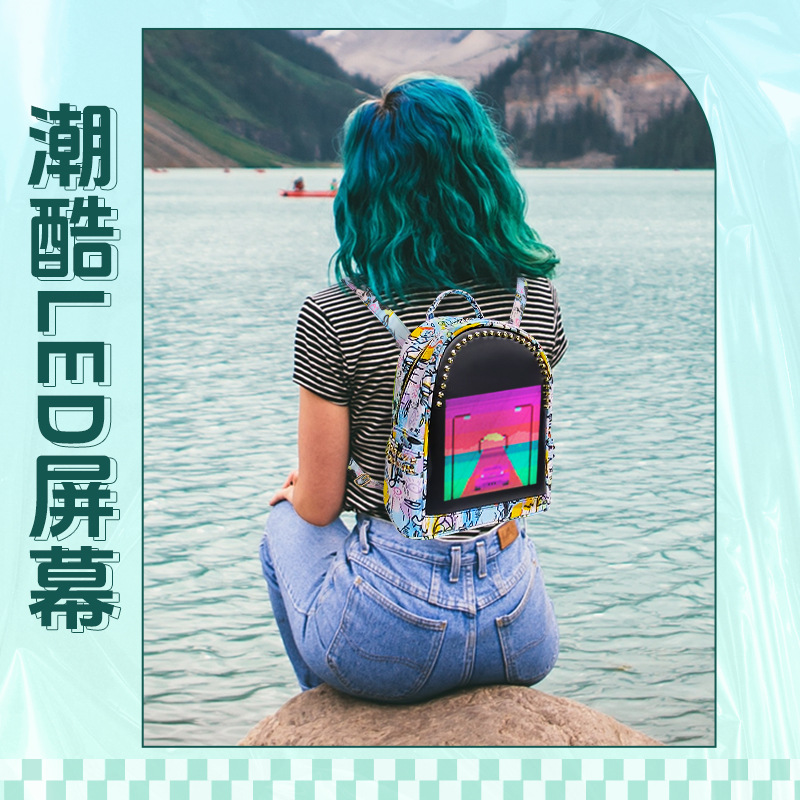 LOY Girls' LED backpack T5 laptop Night Light Waterproof Bag for Students, Trendy girls' motorcycle backpack details Picture