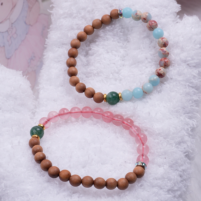 原创芭比檀香手串混搭寿山石串珠草莓晶手链手串 水晶手串男女款详情图4