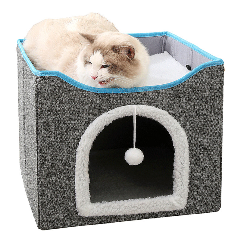 Pet litter Four Seasons Universal House Type Bed House Enclosed double layer warm comfortable cat scratch board cat litter pet litter Item Picture