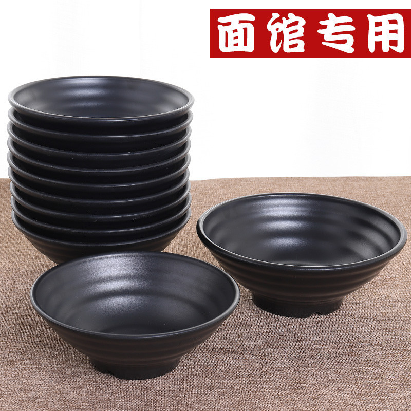 Black matte melamine ramen bowl, commercial rice noodle bowl, plastic snail rice noodle bowl, soup bowl, Japanese noodle bowl, specially designed for noodle shops Application Scenario