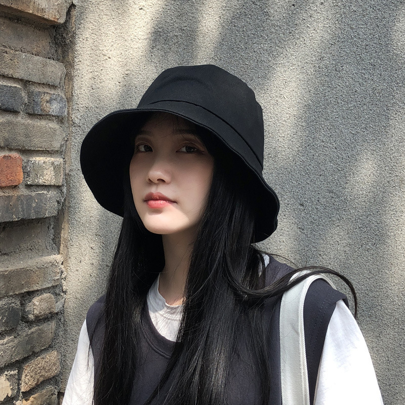 [Network Red Explosive] Black Fisherman Hat Female Spring And Summer Korean Version Of Sunblock Hat Male Basin Hat Wholesale details Picture