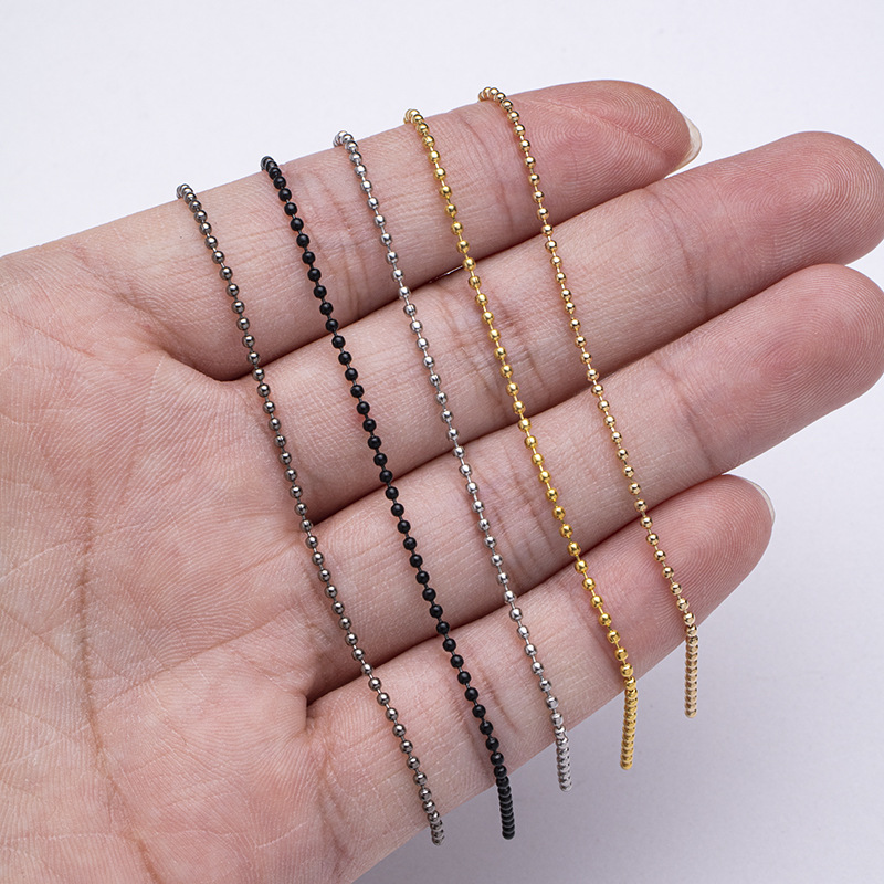 2.4mm electroplated wave bead chain, colored iron bead chain, silver and black round bead chain, DIY accessory bead chain, clothing tag chain Application Scenario