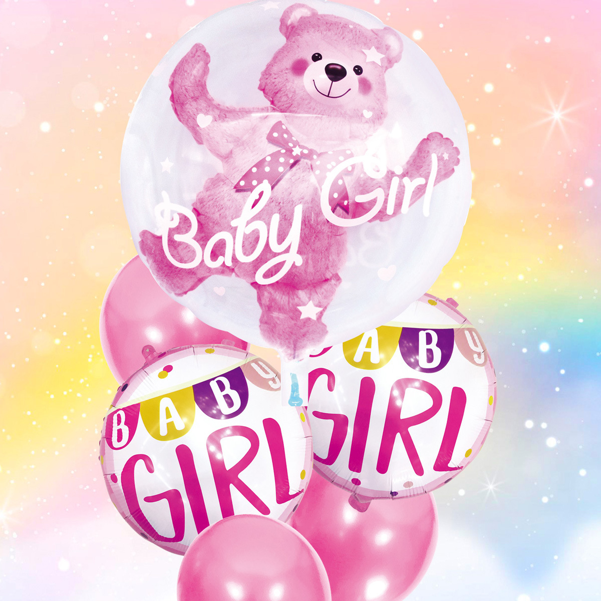 跨境小熊男孩女孩球中球铝膜乳胶6球套装生日装饰布置精品包装
