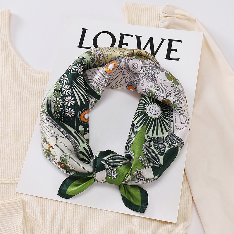 Tie Bag New Style Silk Scarf Fashion Silk Small Square Scarf Everything Printed Mulberry Silk Scarf Casual Small Silk Scarf Scarf Specification drawing