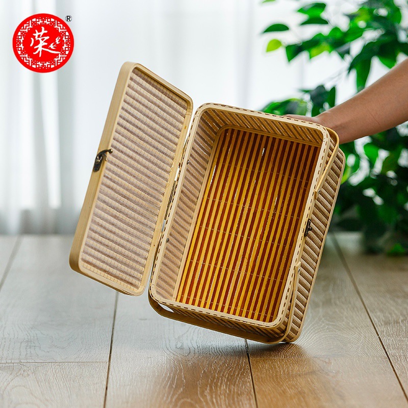 Bamboo Basket Square Zongzi Egg Basket Bamboo New Year Gift Storage Basket Gift Box Egg Basket Storage Basket Application Scenario