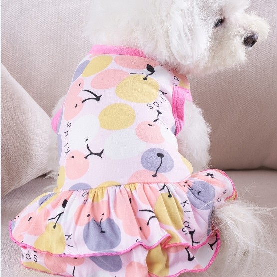 狗狗夏季衣服公主迷你裙可爱韩版印花连衣裙薄款中小型犬猫咪服饰