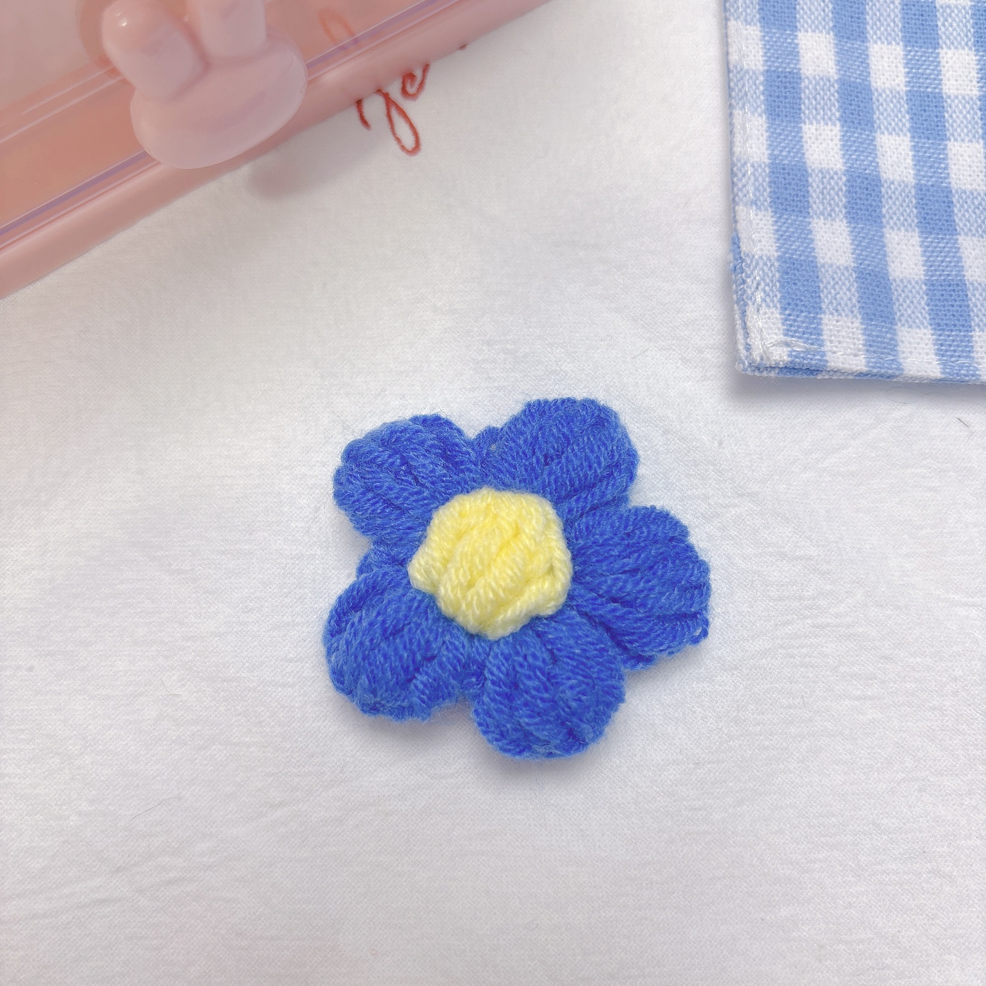 彩色针织泡芙小花配件毛线编织花朵diy儿童服装鞋袜帽子发夹配饰详情10