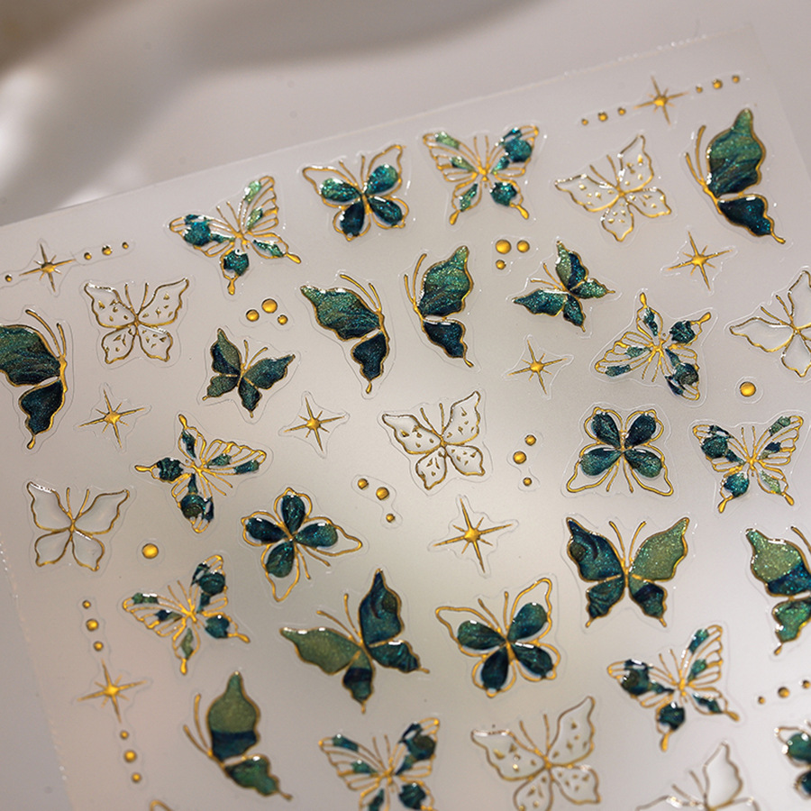 TENSOR's new process gilding nail sticker with adhesive backing is a stunning butterfly nail sticker with three-dimensional gilding series M-547 Application Scenario