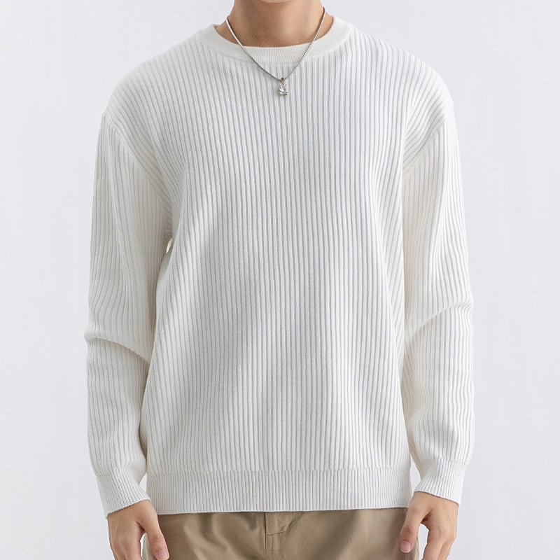 Yimeng Men's autumn men's sweater, men's trendy casual long-sleeved round-neck knitted sweater, warm base layer, trendy men