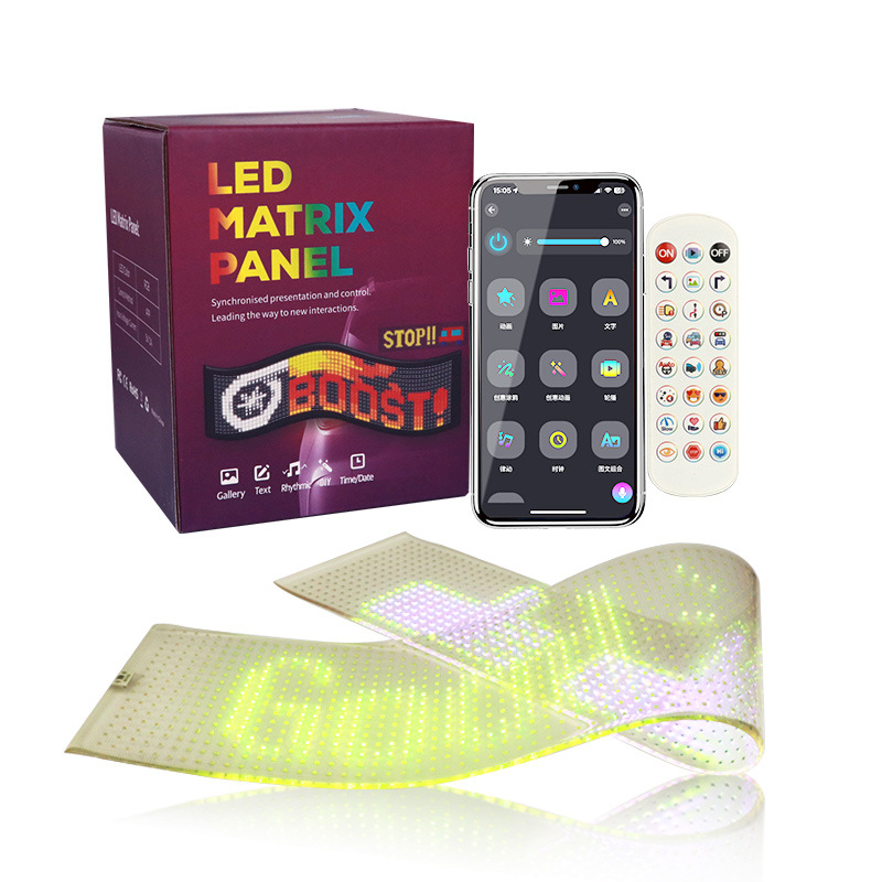 柔性LED显示滚动屏汽车后窗表情灯车贴智能车贴车载软屏灯互动DIY