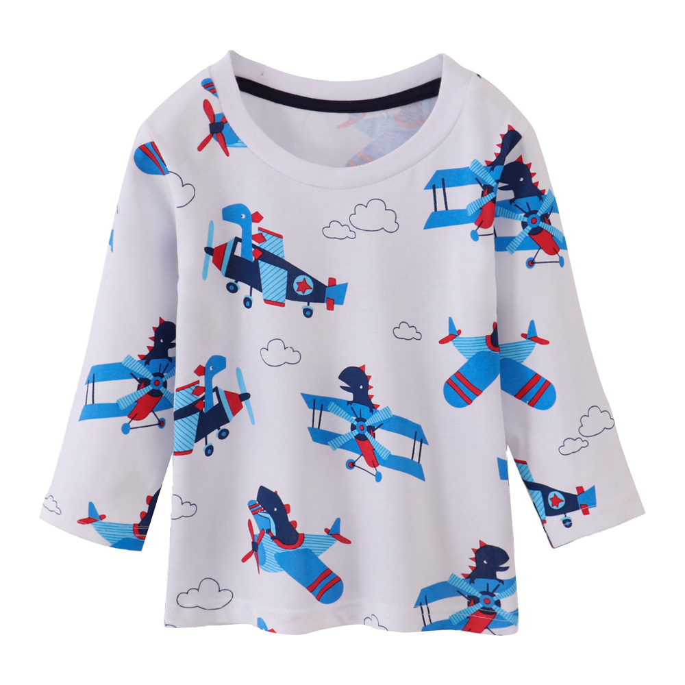 2023 Boys' cotton long-sleeved T-shirt, European and American style children's clothing Long-sleeved T-shirt, new children's printed T-shirt of Spring and Autumn for Little Kids