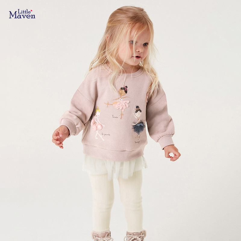 Little maven秋冬季女童卫衣套装加绒长袖儿童套装女孩裤套装图