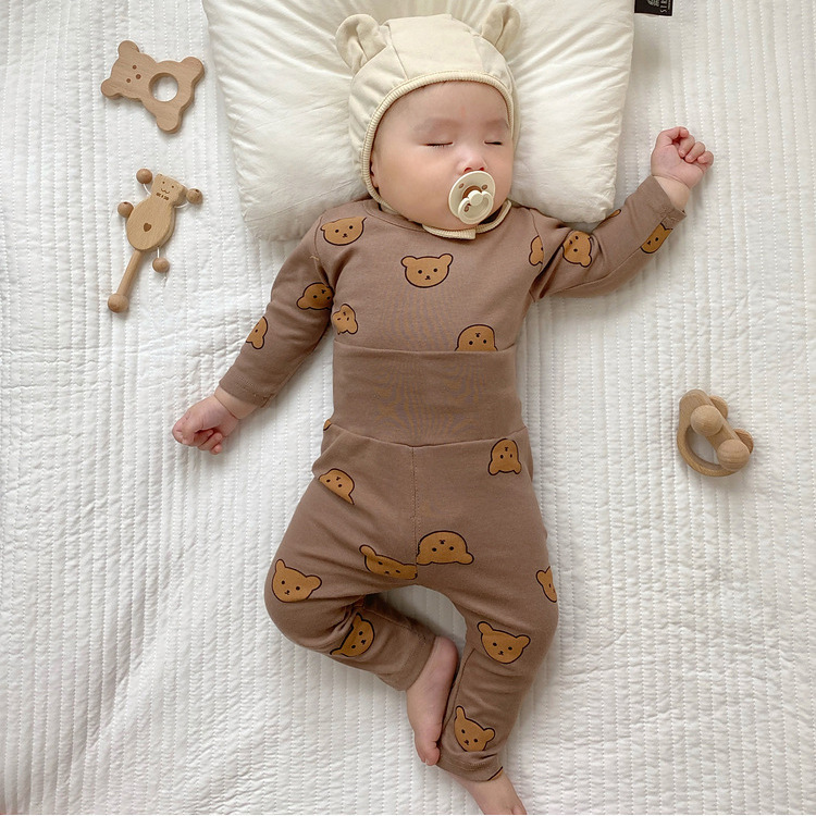 Baby long Johns two-piece set, belly protection underwear in ins style, 2022 spring and autumn Korean-style home wear and pajamas for boys and girls details Picture