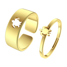 不锈钢海龟动物戒指送给女人 可爱的海洋礼物情人节派对时尚珠宝