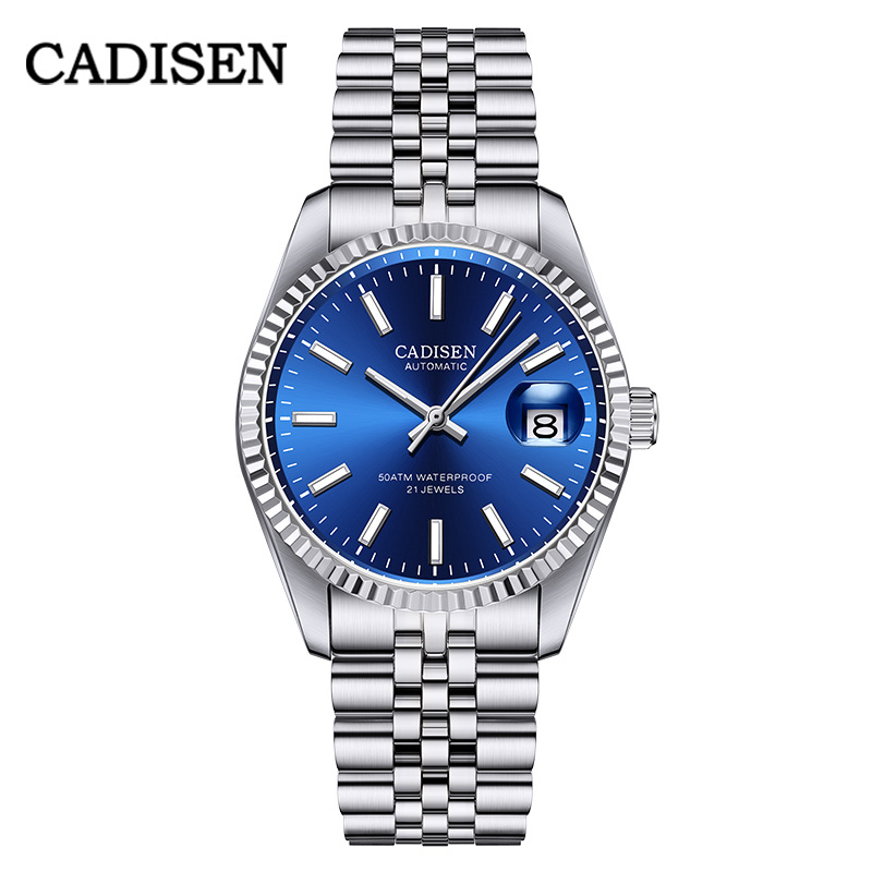 CADISEN 8053 New Men's business mechanical movement calendar waterproof steel strap watch Specification image