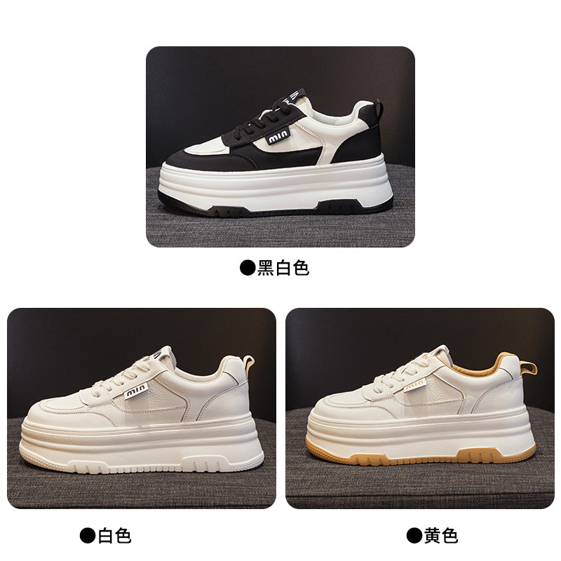 Thick-soled insole height-increasing white sneakers for women 2024 new summer, breathable mesh women's shoes, lightweight and versatile, soft-soled sponge shoes details Picture