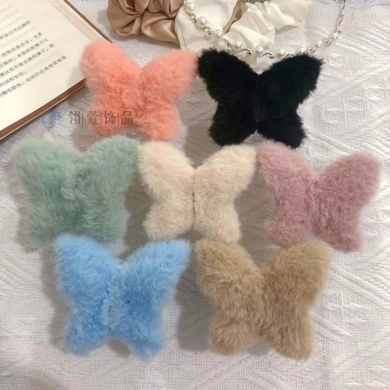 仿兔毛毛绒抓夹韩国秋冬毛毛发夹温柔风后脑勺大号鲨鱼夹发饰批发详情9