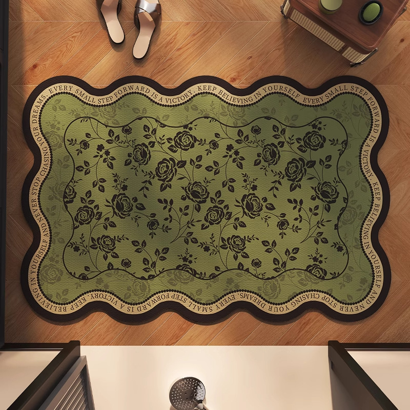 American-style fresh and clean bathroom floor mat, diatom mud water-absorbing and quick-drying foot mat at the bathroom door, anti-slip floor mat for the washroom Specification image
