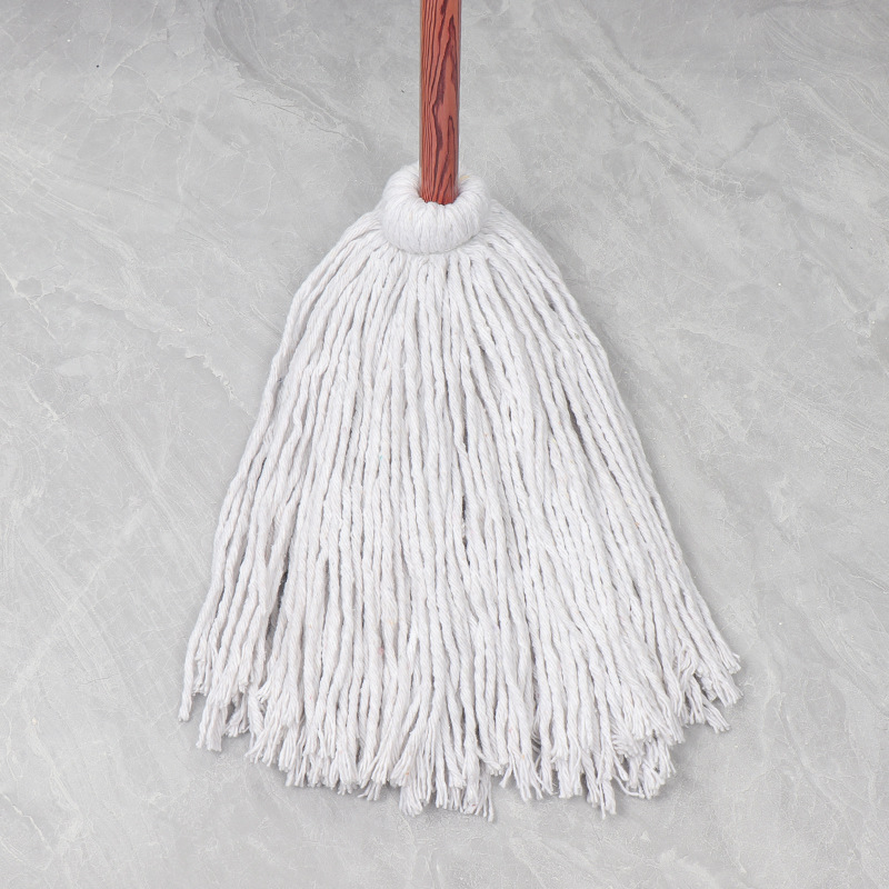 Cotton Cord Mop Wooden Pole Hand Tie Household Cotton Yarn Mop Factory Clean Floor Absorbent Mop Cleaning Tools Specification drawing