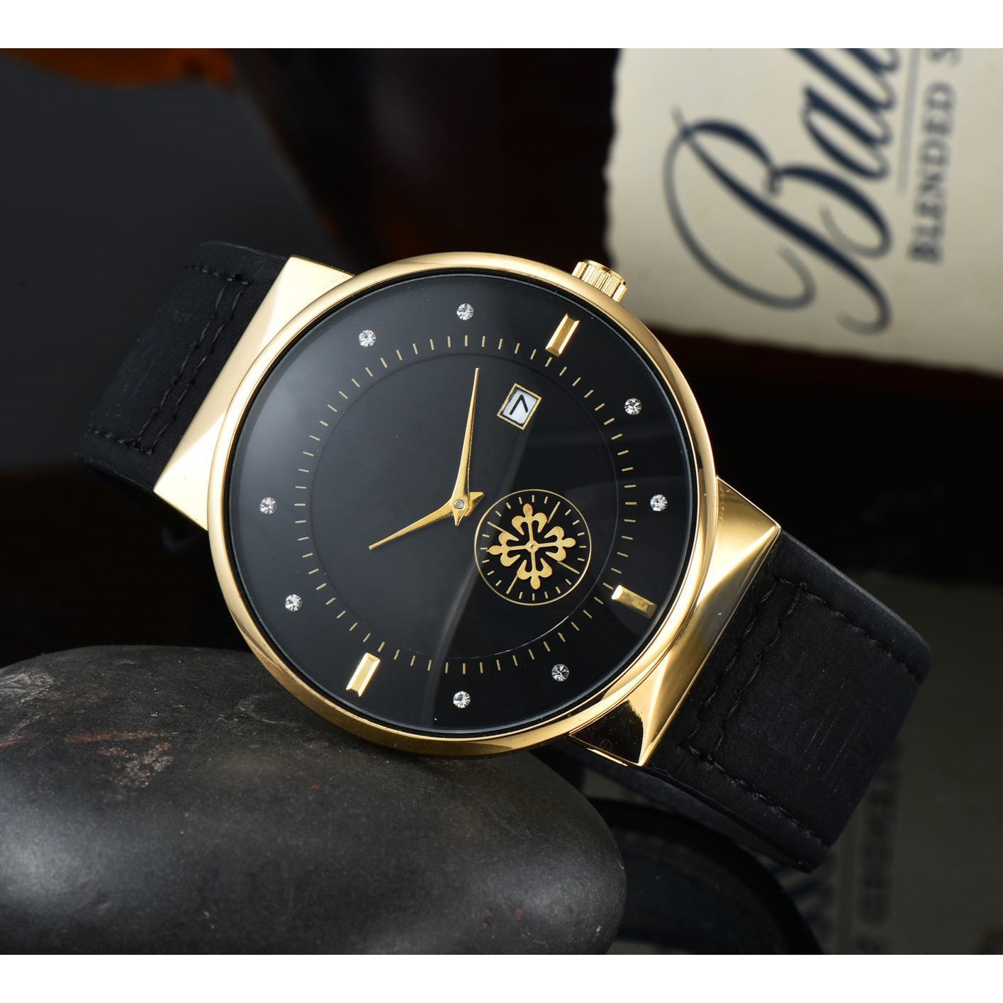 2022百达时尚皮带男士商务跨境计时时尚石英手表 外贸计时