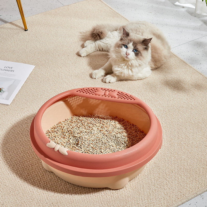 Lavabo de arena para gatos semi-cerrado con drenaje de arena para gatos espacio extra grande a prueba de salpicaduras suministros para gatos pala de arena para gatos Application Scenario