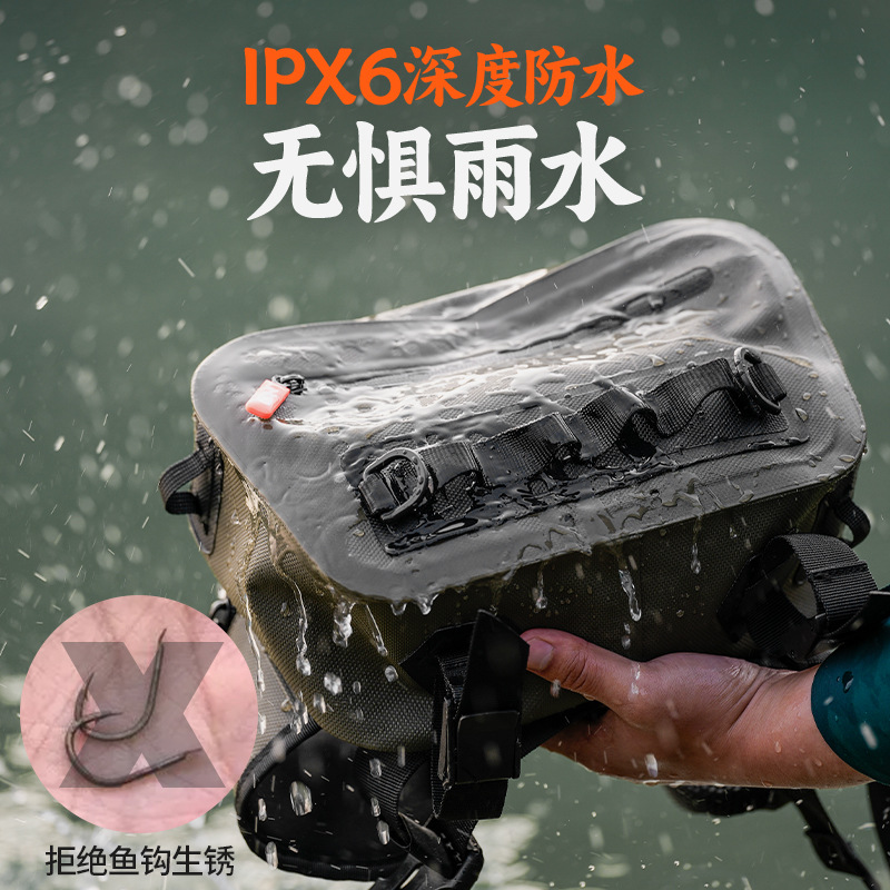 Pool edge waterproof lull bag, outdoor fishing bag, multi-functional single-shoulder crossbody bag, fishing gear bag, fishing rod bag, wholesale fishing gear details Picture
