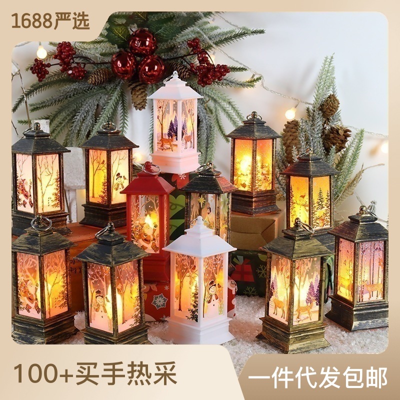 圣诞节风灯烛台灯小夜灯老人雪人装饰小夜灯桌面摆件圣诞装饰品