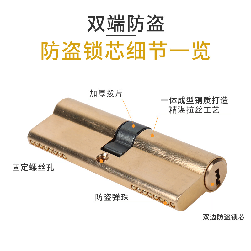 厂家直供AB全铜防盗门双面双开8把钥匙家用防撬大门执手wj锁芯