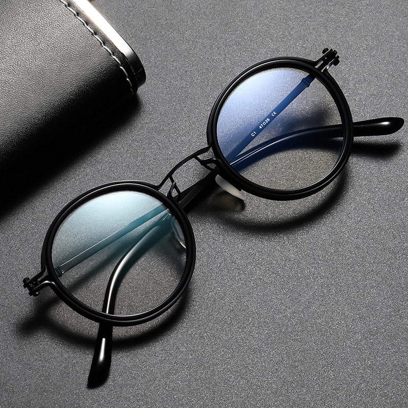 The retro and artistic round myopia glasses frame of the same style as Sun Honglei in the "Anti-Mafia Storm" series, full frame, trendy for both men and women Specification image
