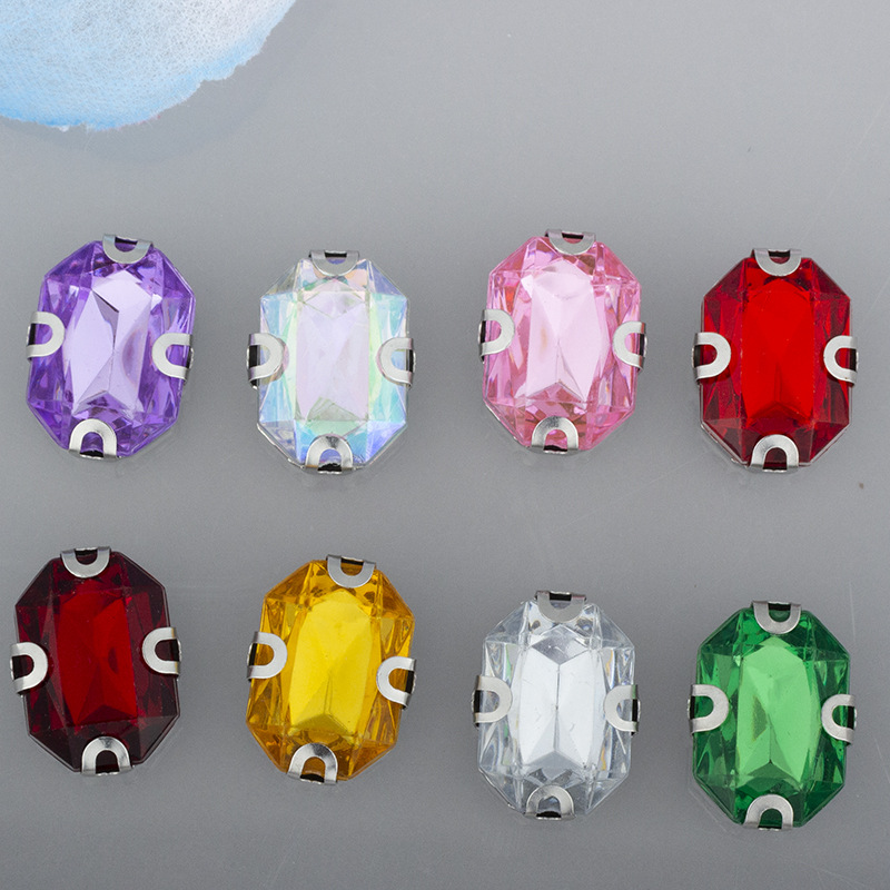 10* 14mm D-shaped ear claw, rectangular pointed-bottom acrylic diy clothing and headwear accessories, hand-sewn claw drill Specification image