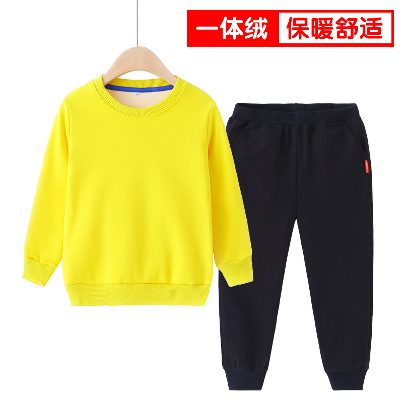 AD Boys' hoodie Round Neck thin fleece Set Autumn and Winter Children's, Girls', older and younger children's clothing 2022 one-piece consignment supply details Picture