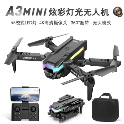 A3 Mini UAV 4K aerial dazzling lights Pneumatic fixed height Remote control Fly Cross-border aircraft Toy Drones thumbnail