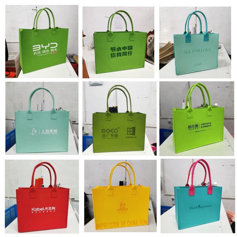Net Red Color Matching Felt Bag Customization Large Capacity Advertising Tote Bag Shopping Mall Clothing Shopping Felt Handbag Customization details Picture