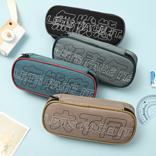 ·韩国大容量双层铅笔盒小学生笔袋日式纯色文具盒 pencil case