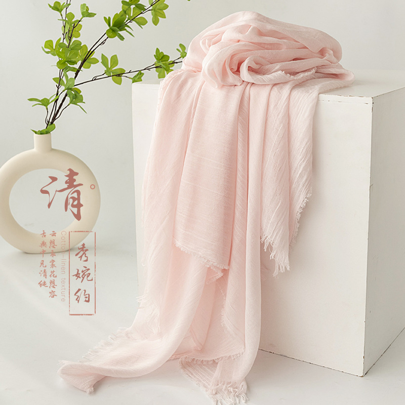New Summer Pure Color Simple Scarf Commuter Sun Shawl Scarf Scarf Women's Senior Sense Silk Scarf Scarf Wholesale details Picture