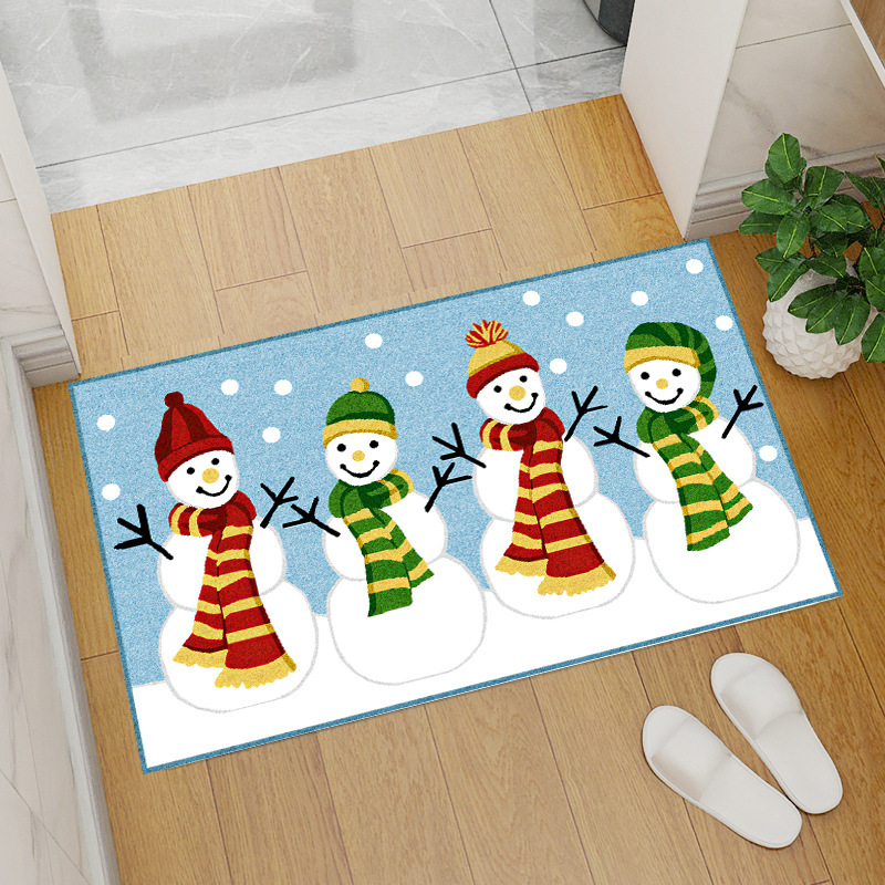 Red Christmas floor mat, Santa Claus Christmas tree, coral velvet entry bar, home floor mat Specification image