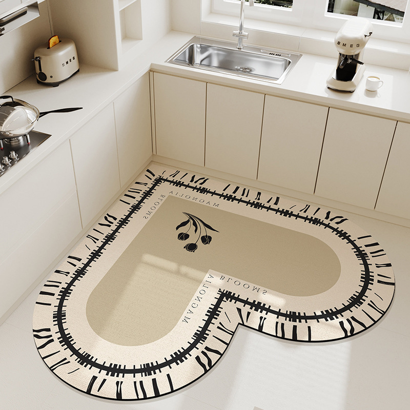 Light luxury irregular-shaped heart-shaped kitchen and bathroom floor MATS, water-absorbing and quick-drying soft diatom mud floor MATS, dirt-resistant and anti-slip foot MATS Specification image