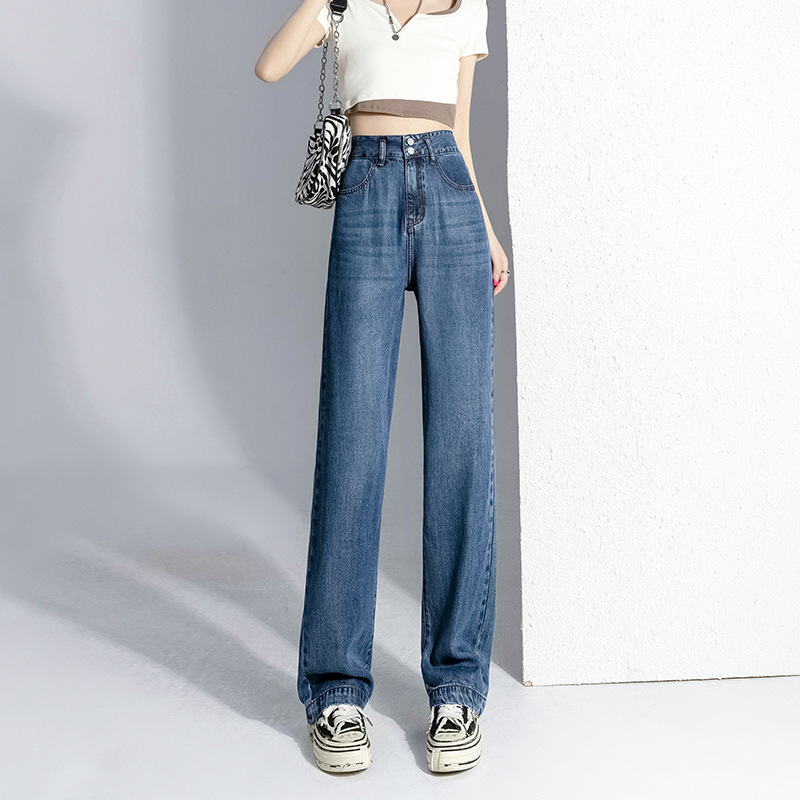 Tencel Cel Jeans Women's Wide Leg Drape Thin Summer Loose Ice Silk Cool Thin Straight Leg Pants Specification drawing