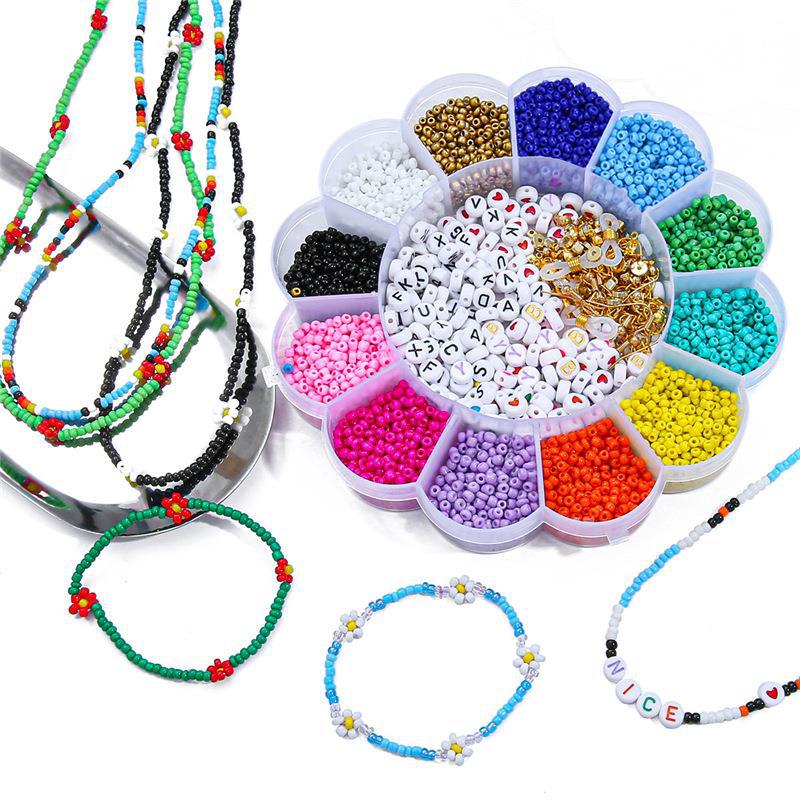 Solid Color Rice Bead Glass Rice Bead Wire Letter Bead Fringe 12 Color Combination Set Glass Bead Diy Jewelry Accessories Application Scenario