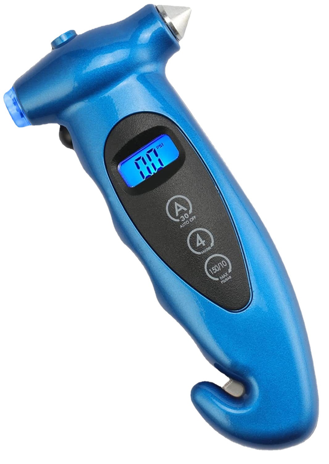 Safety hammer tire pressure count display tire pressure gauge Multifunctional LCD digital display digital tire pressure gauge Automotive 5 in 1 tire pressure gauge Application Scenario