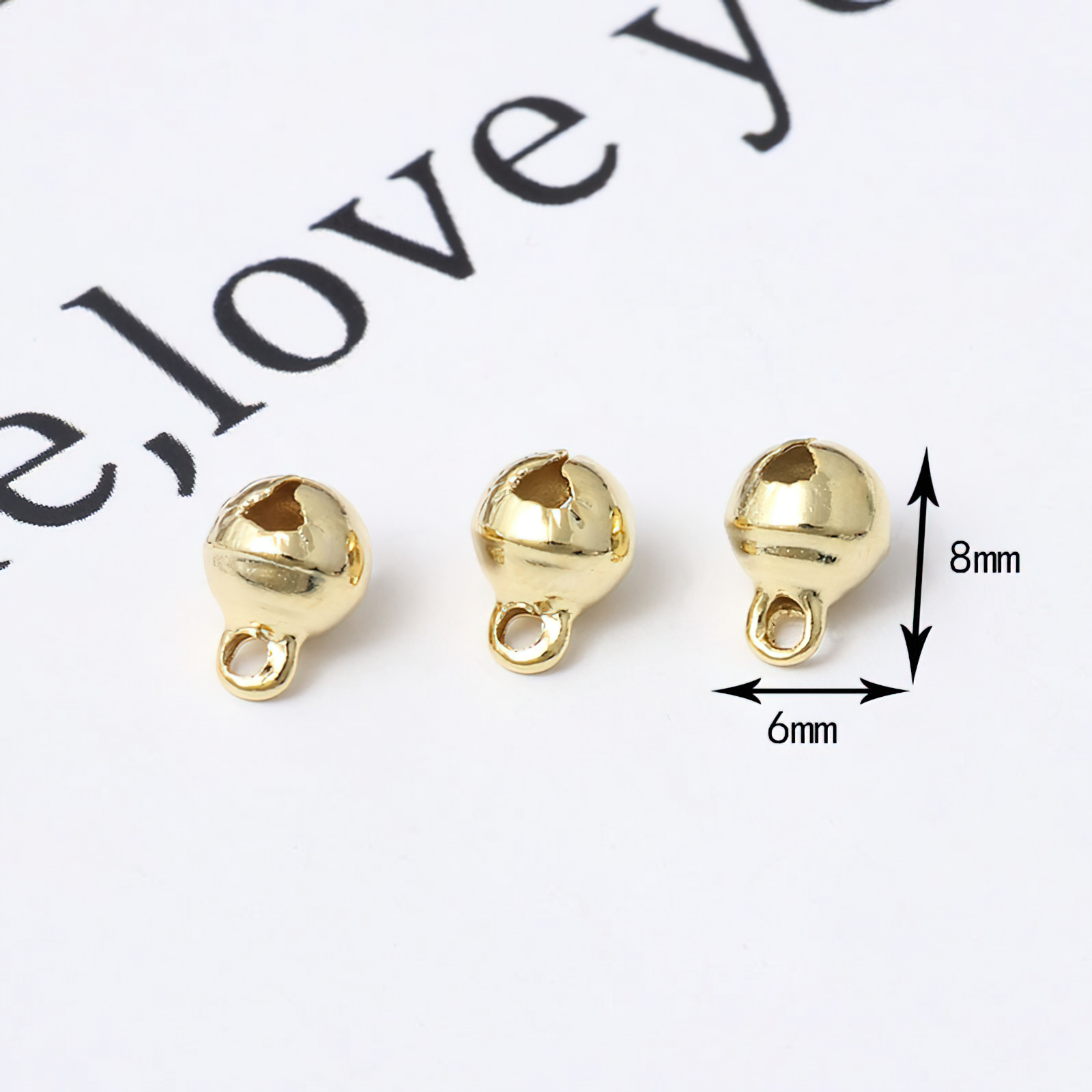 14K gold-plated color-preserving real gold copper bells, round bells, straight bells, DIY handcrafted jewelry accessory materials Application Scenario
