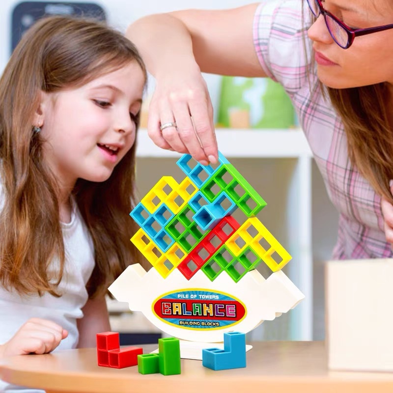 俄罗斯方块摇摆益智双人对战桌游玩具叠叠高积木儿童叠叠乐平衡塔图
