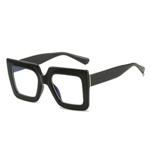 欧美潮流男女士时尚防蓝光眼镜 双色透明方形大框眼镜平光镜9012