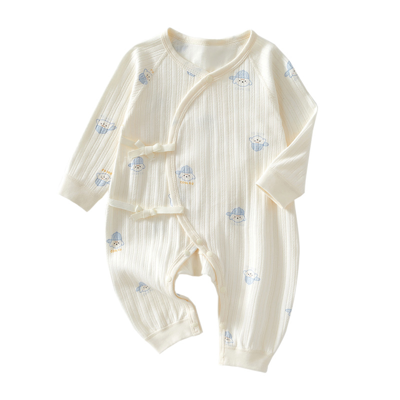 Newborn four-season butterfly clothes, baby clothes, spring and autumn pure cotton boneless hatching clothes, baby one-piece clothes, newborn monk clothes Item Picture
